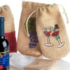 Bolsas de tela de saco RACIMO para botellas vino de 1/5L
